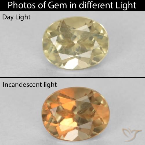 0.53ct Naturale Giallo chiaro Diaspro cangiante, Ovale, VVS