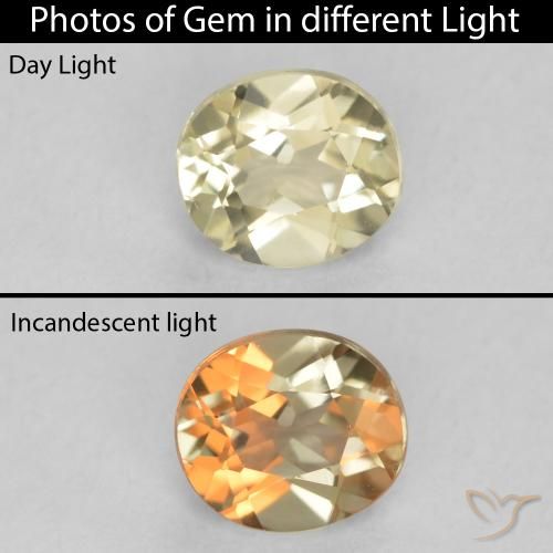 0.45ct Naturale Giallo chiaro Diaspro cangiante, Ovale, VVS