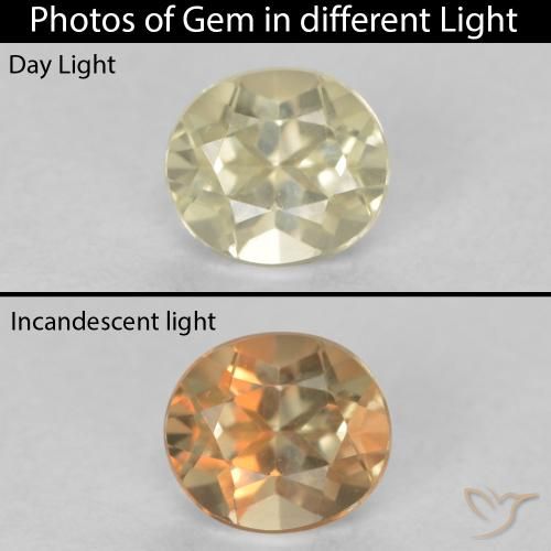 0.53ct Naturale Giallo chiaro Diaspro cangiante, Ovale, VVS