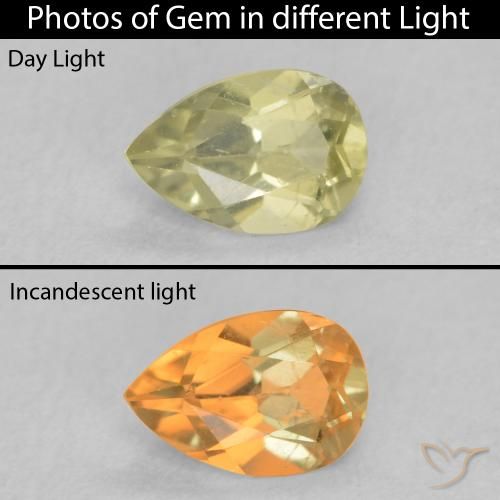 0.44ct Naturale Giallo medio Diaspro cangiante, Forma a pera, VS