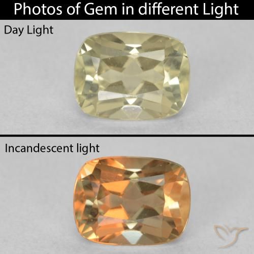 1.19ct Naturale Giallo chiaro Diaspro cangiante, Cuscino, VVS