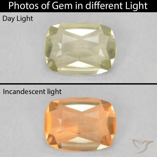 0.45ct Naturale Giallo chiaro Diaspro cangiante, Cuscino, VVS