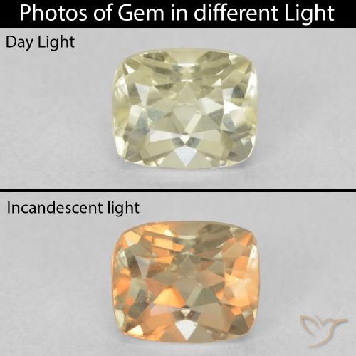 0.82ct Naturale Giallo chiaro Diaspro cangiante, Cuscino, VVS