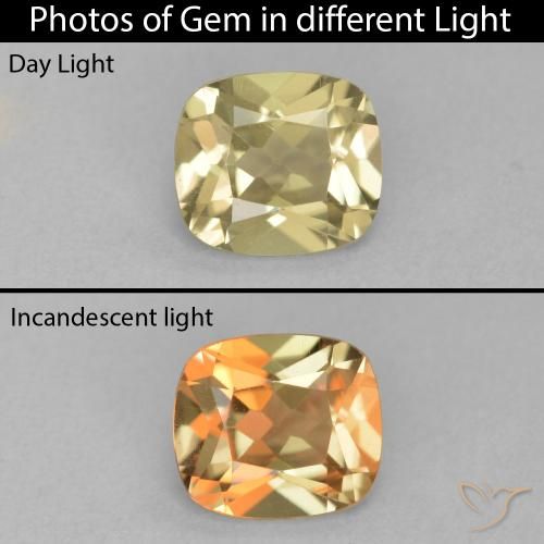 1.23ct Naturale Giallo chiaro Diaspro cangiante, Cuscino, VVS
