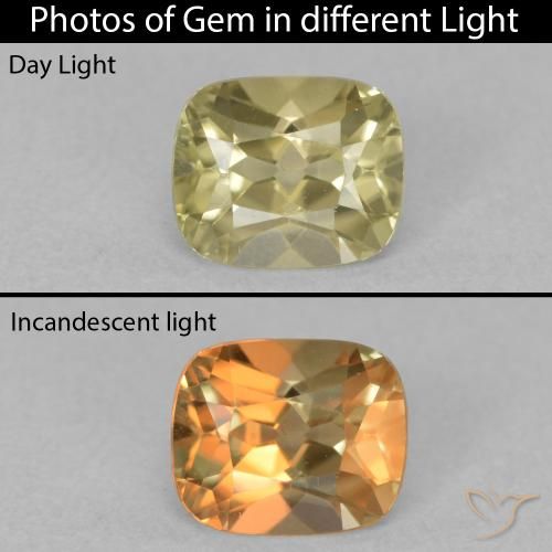 0.87ct Naturale Giallo chiaro Diaspro cangiante, Cuscino, VVS
