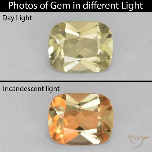 1.23ct Naturale Giallo pallido Diaspro cangiante, Cuscino, VVS