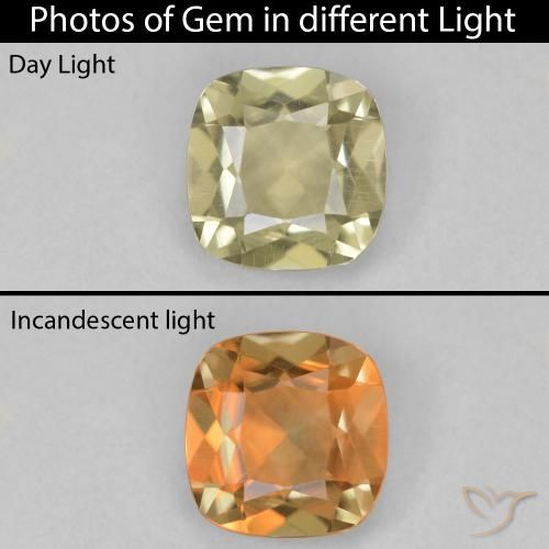 1.36ct Naturale Giallo pallido Diaspro cangiante, Cuscino, VVS