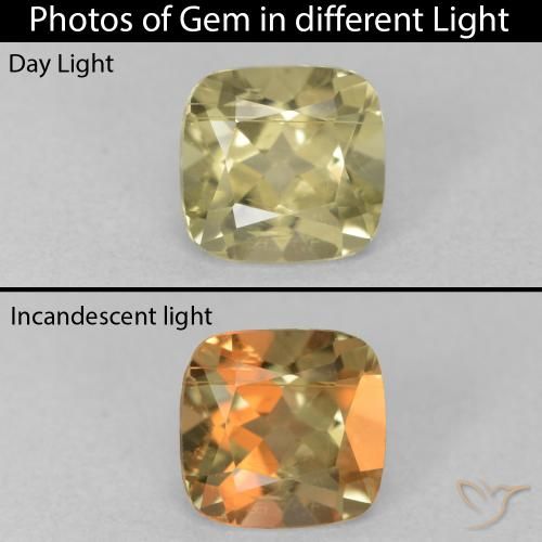 1.24ct Naturale Giallo pallido Diaspro cangiante, Cuscino, VS