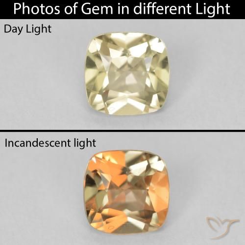 0.67ct Naturale Giallo chiaro Diaspro cangiante, Cuscino, VVS
