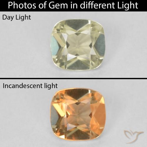 0.57ct Naturale Giallo chiaro Diaspro cangiante, Cuscino, VVS