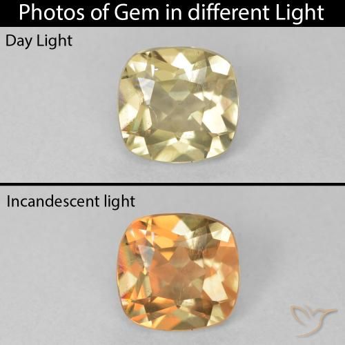 0.71ct Naturale Giallo chiaro Diaspro cangiante, Cuscino, VS