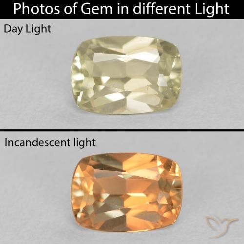 0.85ct Naturale Giallo chiaro Diaspro cangiante, Cuscino, VS