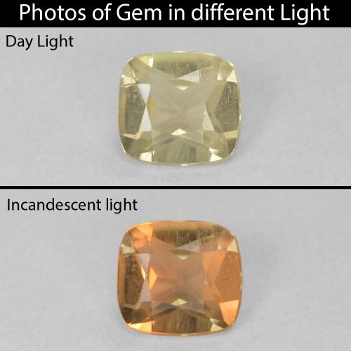 0.54ct Naturale Giallo chiaro Diaspro cangiante, Cuscino, VS