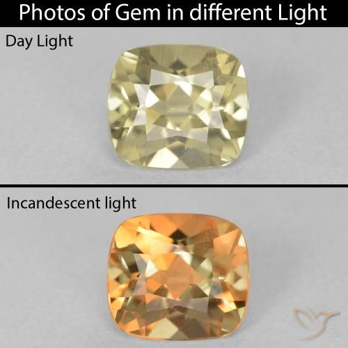 0.86ct Naturale Giallo pallido Diaspro cangiante, Cuscino, VS