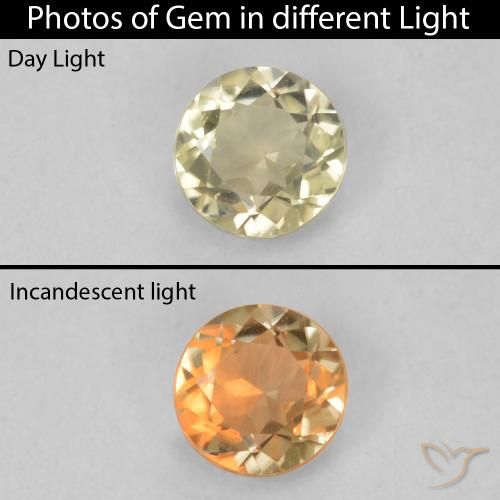 0.21ct Naturale Giallo chiaro Diaspro cangiante, Rotondo, VVS-VS