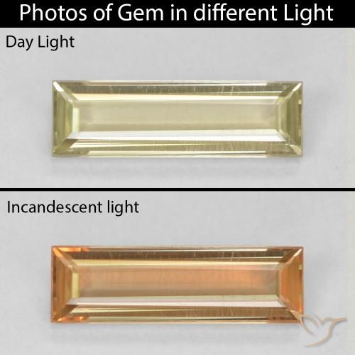 1.08ct Naturale Giallo molto pallido Diaspro cangiante, Taglio a baguette, VVS-VS
