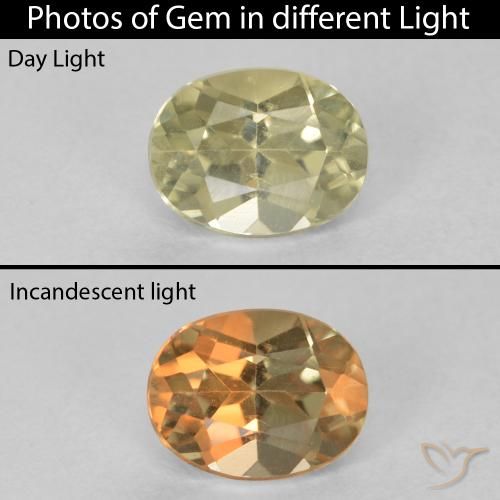 0.88ct Naturale Giallo molto chiaro Diaspro cangiante, Ovale, VVS-VS