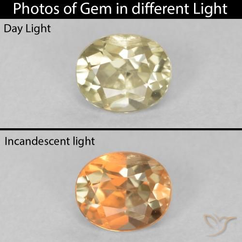 0.41ct Naturale Giallo pallido Diaspro cangiante, Ovale, VS
