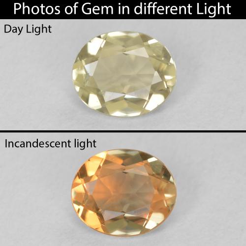 0.41ct Naturale Giallo molto chiaro Diaspro cangiante, Ovale, VS