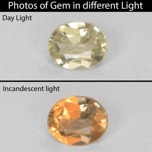 0.29ct Naturale Giallo molto chiaro Diaspro cangiante, Ovale, VS
