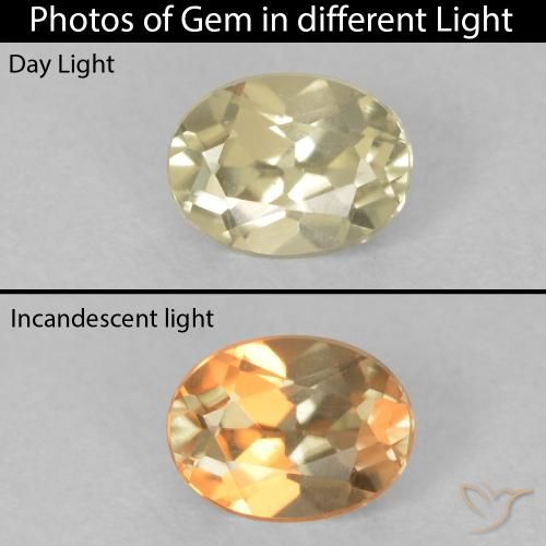 0.38ct Naturale Giallo pallido Diaspro cangiante, Ovale, VS