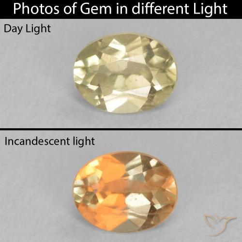 0.36ct Naturale Giallo chiaro Diaspro cangiante, Ovale, VS