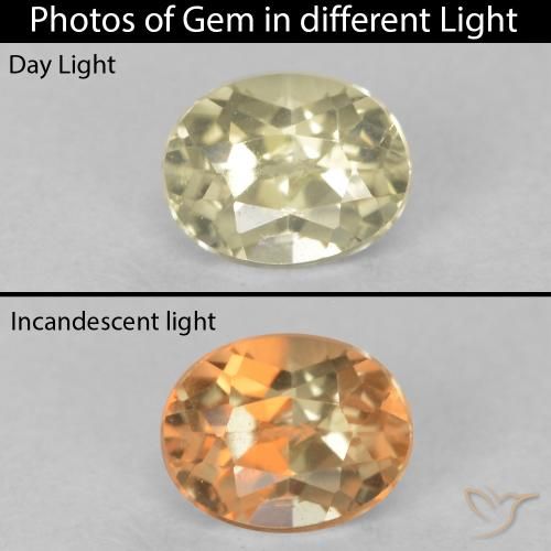 0.40ct Naturale Giallo chiaro Diaspro cangiante, Ovale, VS