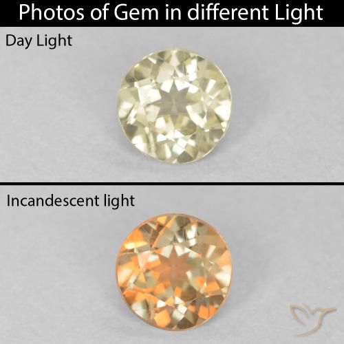 0.31ct Naturale Giallo chiaro Diaspro cangiante, Rotondo, VVS-VS