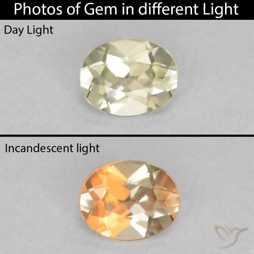 0.32ct Naturale Giallo molto chiaro Diaspro cangiante, Ovale, VVS-VS