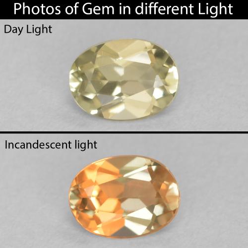 0.46ct Naturale Giallo morbido Diaspro cangiante, Ovale, VVS-VS
