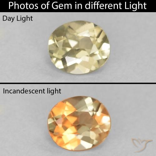 0.34ct Naturale Giallo chiaro Diaspro cangiante, Ovale, VVS-VS