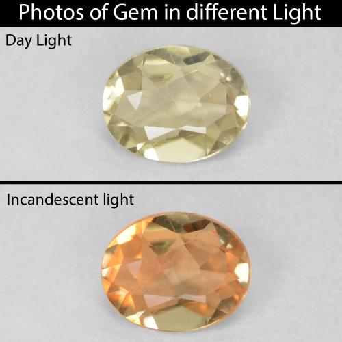 0.38ct Naturale Giallo chiaro Diaspro cangiante, Ovale, VVS-VS