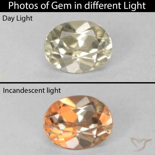 0.53ct Naturale Giallo morbido Diaspro cangiante, Ovale, VVS-VS