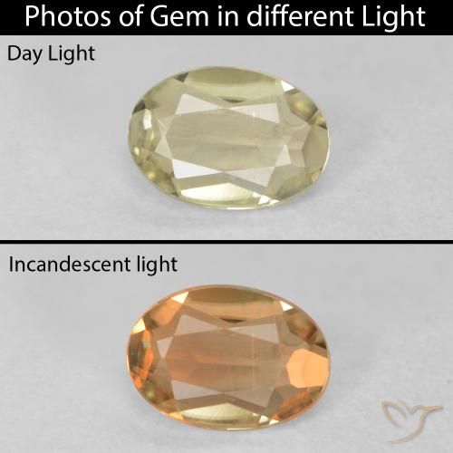 0.36ct Naturale Giallo chiaro Diaspro cangiante, Ovale, VVS-VS