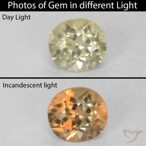 0.39ct Naturale Giallo morbido Diaspro cangiante, Ovale, VVS-VS