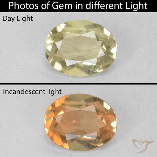 0.51ct Naturale Giallo morbido Diaspro cangiante, Ovale, VVS-VS
