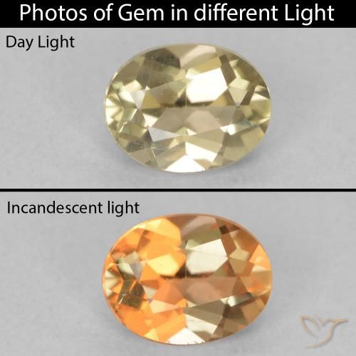 0.66ct Naturale Giallo caldo Diaspro cangiante, Ovale, VVS-VS