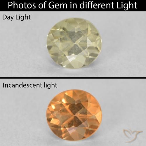 0.49ct Naturale Giallo chiaro Diaspro cangiante, Ovale, VVS-VS