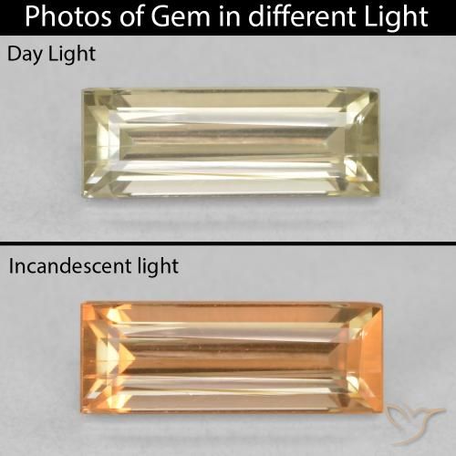 1.01ct Naturale Giallo chiaro Diaspro cangiante, Taglio a baguette, VVS-VS