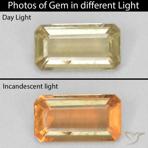 1.23ct Naturale Giallo chiaro Diaspro cangiante, Taglio smeraldo, VS-SI
