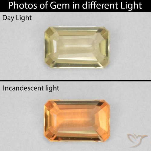 0.28ct Naturale Giallo chiaro Diaspro cangiante, Taglio smeraldo, VVS-VS