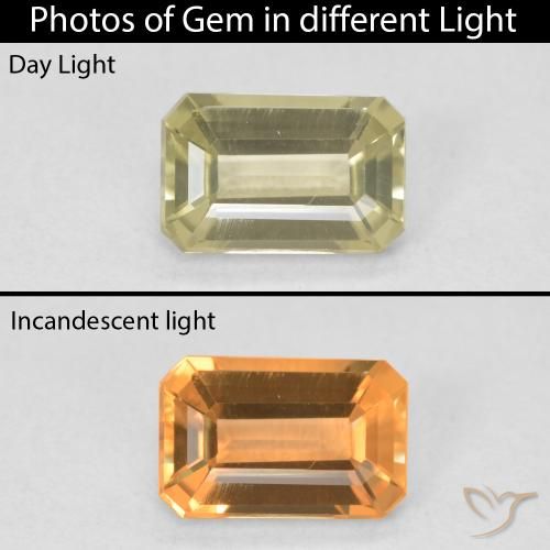 1.10ct Naturale Giallo chiaro Diaspro cangiante, Taglio smeraldo, VVS-VS