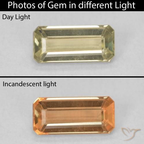 1.08ct Naturale Giallo morbido Diaspro cangiante, Taglio smeraldo, VVS-VS