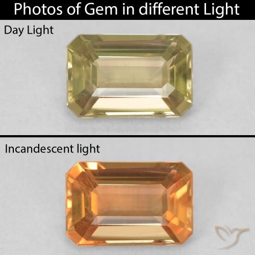 1.14ct Naturale Giallo dorato Diaspro cangiante, Taglio smeraldo, VVS-VS