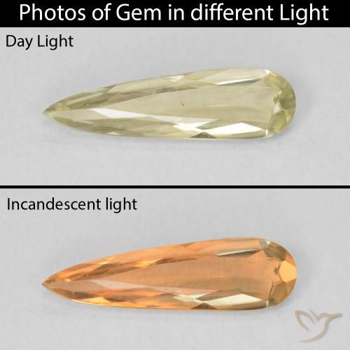 0.70ct Naturale Giallo chiaro Diaspro cangiante, Forma a pera, VVS-VS
