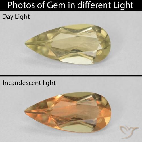 1.70ct Naturale Giallo pallido Diaspro cangiante, Forma a pera, VVS-VS