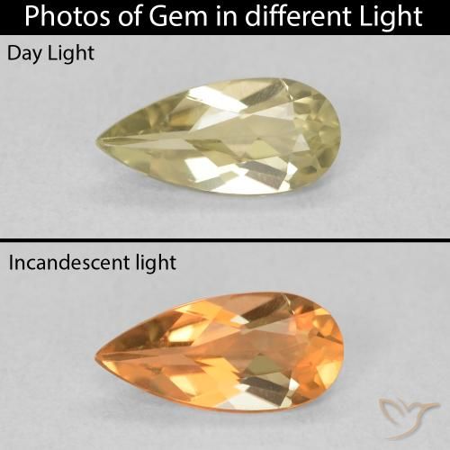 0.70ct Naturale Giallo chiaro Diaspro cangiante, Forma a pera, VVS-VS