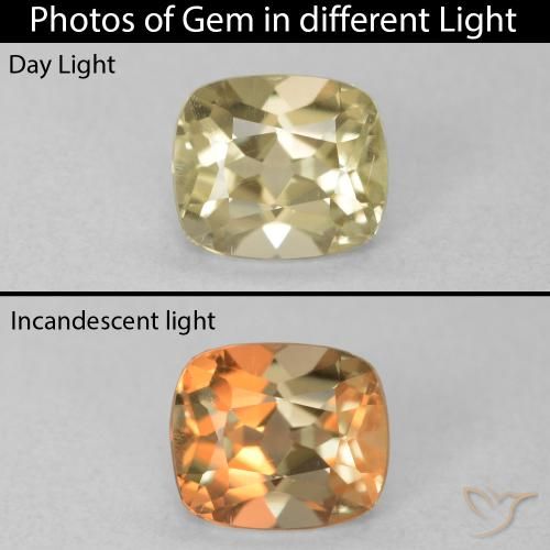 0.85ct Naturale Giallo dorato chiaro Diaspro cangiante, Cuscino, VVS-VS
