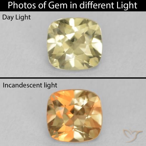 0.98ct Naturale Giallo morbido Diaspro cangiante, Cuscino, VVS-VS