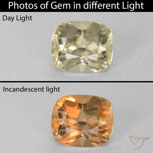 1.00ct Naturale Giallo caldo Diaspro cangiante, Cuscino, VVS-VS